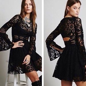 FREE PEOPLE black lace cutout dress
